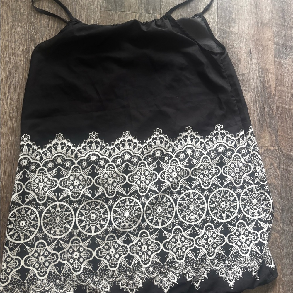 Black Lace Look Spaghetti Mini Dress